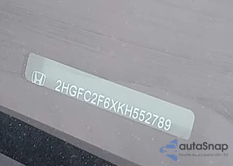 2019 Honda Civic Lx z USA, uszkodzony, nr VIN 2HGFC2F6XKH552789